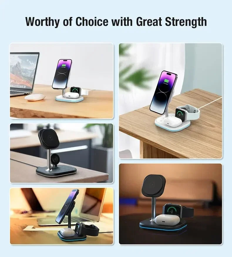 3-in-1 Wireless Charging Station – Fast Charge Phone, Watch & Earbuds