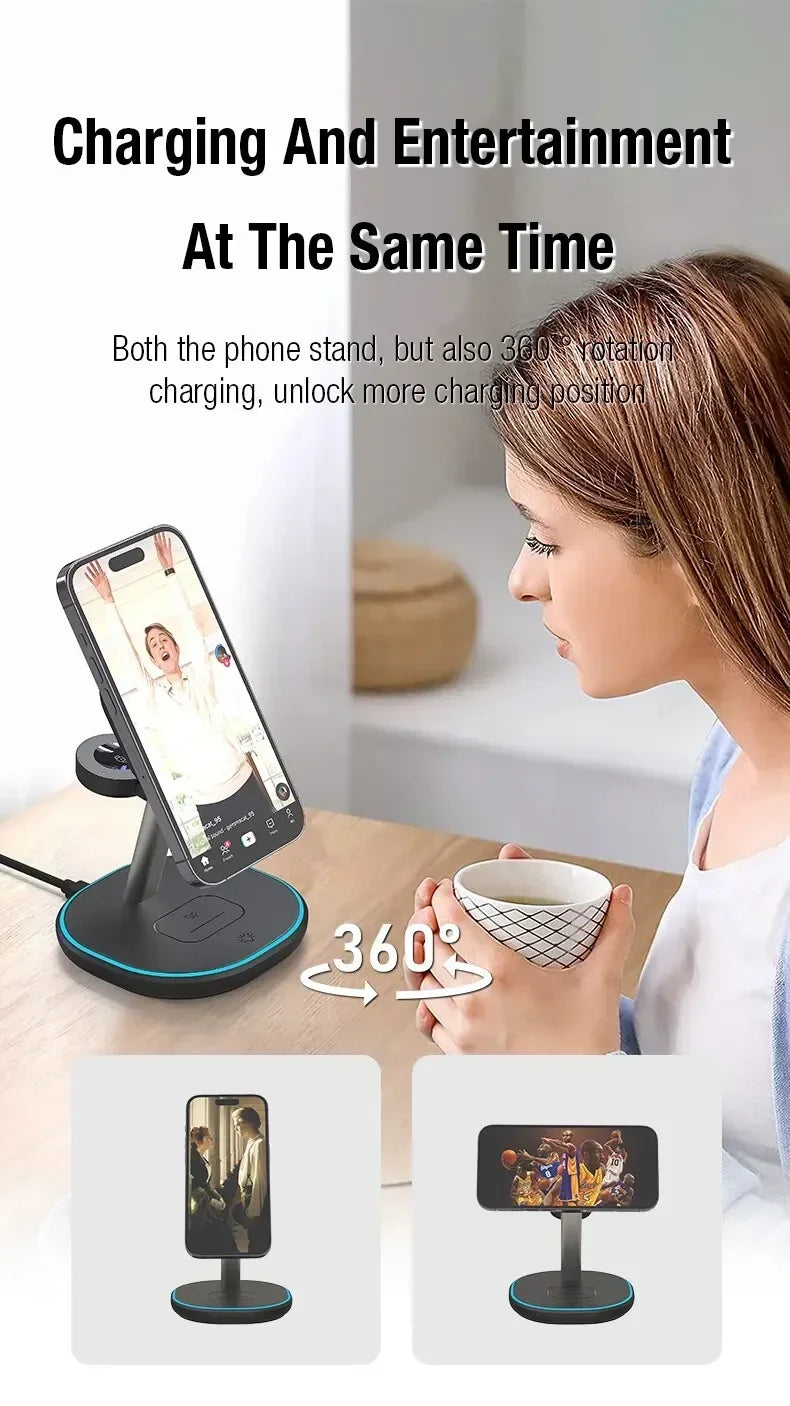 3-in-1 Wireless Charging Station – Fast Charge Phone, Watch & Earbuds