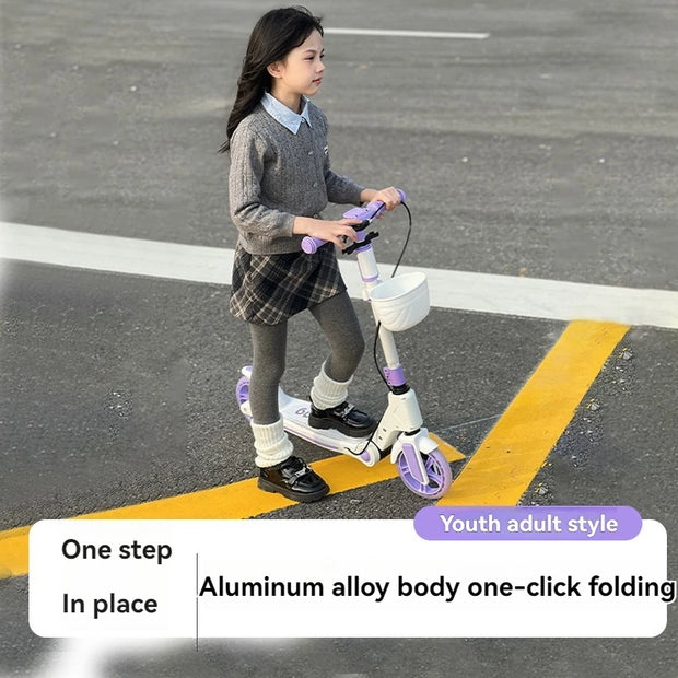 Teenagers and Kids Scooters Adult Two-Wheeled Collapsible City Campus Scooter 12 Scooter