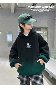 Fashion Kids Winter Clothes New Product Warm Hoodies Sweatshirts Boy Novelty High Streetwear Outerwear Child Gradient Sweatshirt