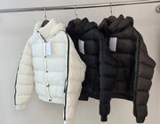 White Winter Jacket for Women Fashion Long Sleeve Hooded Bread Cotton Clothes Female Leisure Thick Warm Padded Coat Women