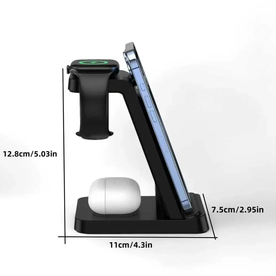 3-in-1 Wireless Charger – Desktop Charging Stand for iPhone, iWatch & Earbuds