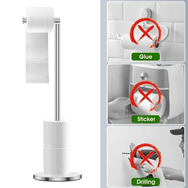 Freestanding Stainless Steel Toilet Paper Stand