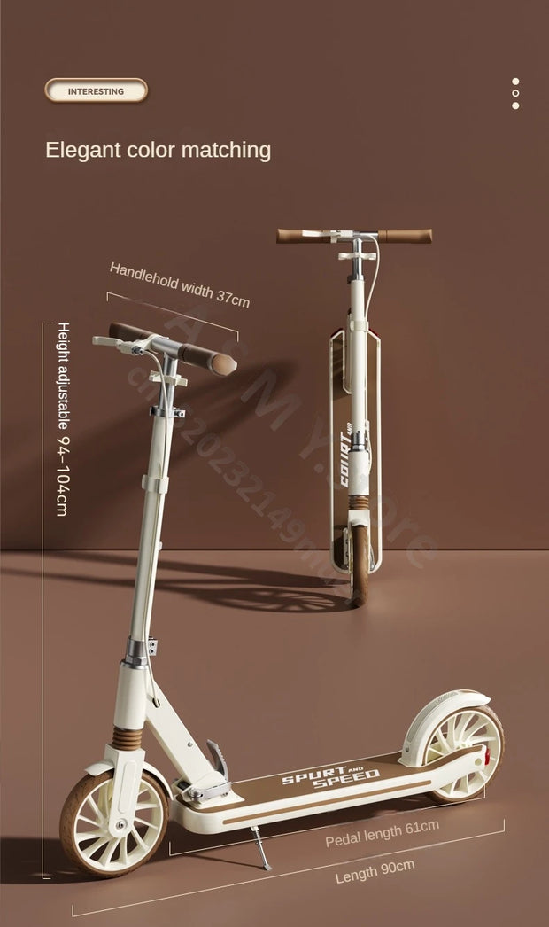 Children's Scooter, Foldable Bicycle, Large Children's Sliding Wheel, Campus Adult Two Wheel Scooter 5-15 years old