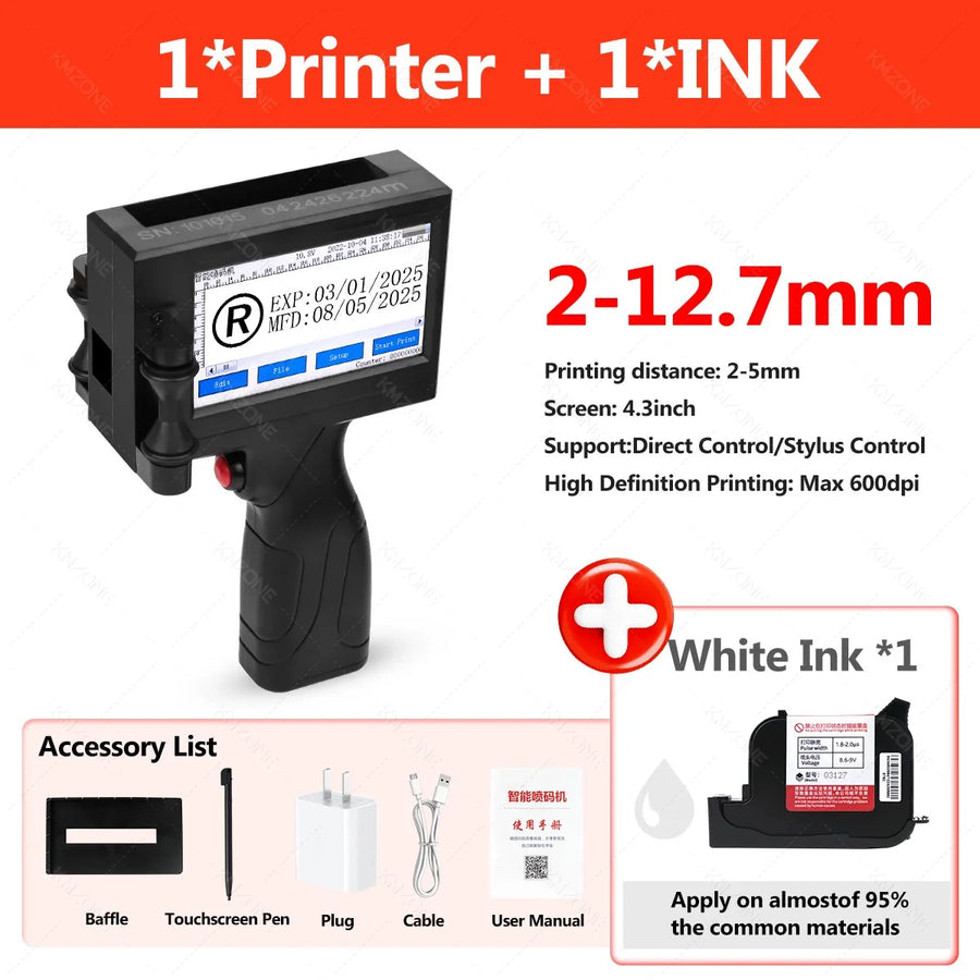 Portable handheld inkjet printer close-up