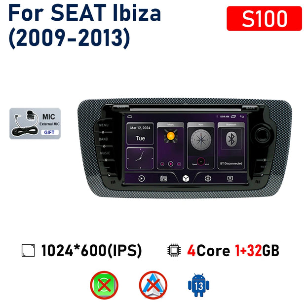 7" Touchscreen Car Stereo Head Unit For Seat Ibiza 6j 2009 - 2013 Multimedia Player GPS Navigation Carplay Android Auto Radio