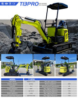 1.8 ton mini excavator – TIBPRO Kubota D722 model promotional graphic