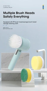 Cordless Electric Spin Scrubber, 5-in-1, for Bathroom Tile and Kitchen