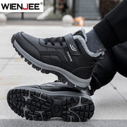 Winter Boots for Men New Waterproof PU Leather Warm Snow Ankle Boots Outdoor Warm plush Non-slip Work High-top Casual Shoes