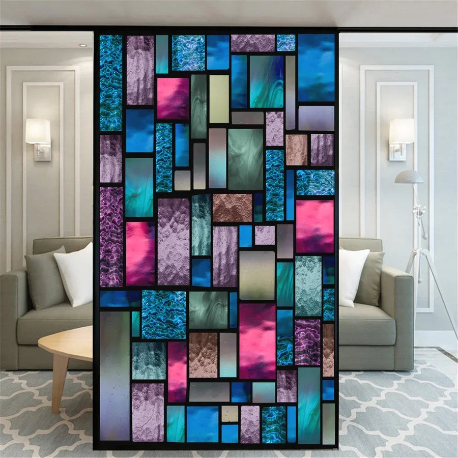 Privacy Window Film – Stained Glass, Static Cling, No Glue
