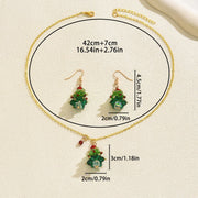 Women‘s Chic Christmas Tree Shaped Jewelry Set (Necklace + Earrings) Colorful Crystal Design Christmas Parties & Holiday Jewelry
