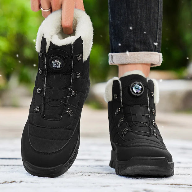 Winter Men Boots Outdoor Men Snow Boots High Top Cotton Boots with Fur Waterproof Non-slip Ankle Boots Lightweight Work Boots