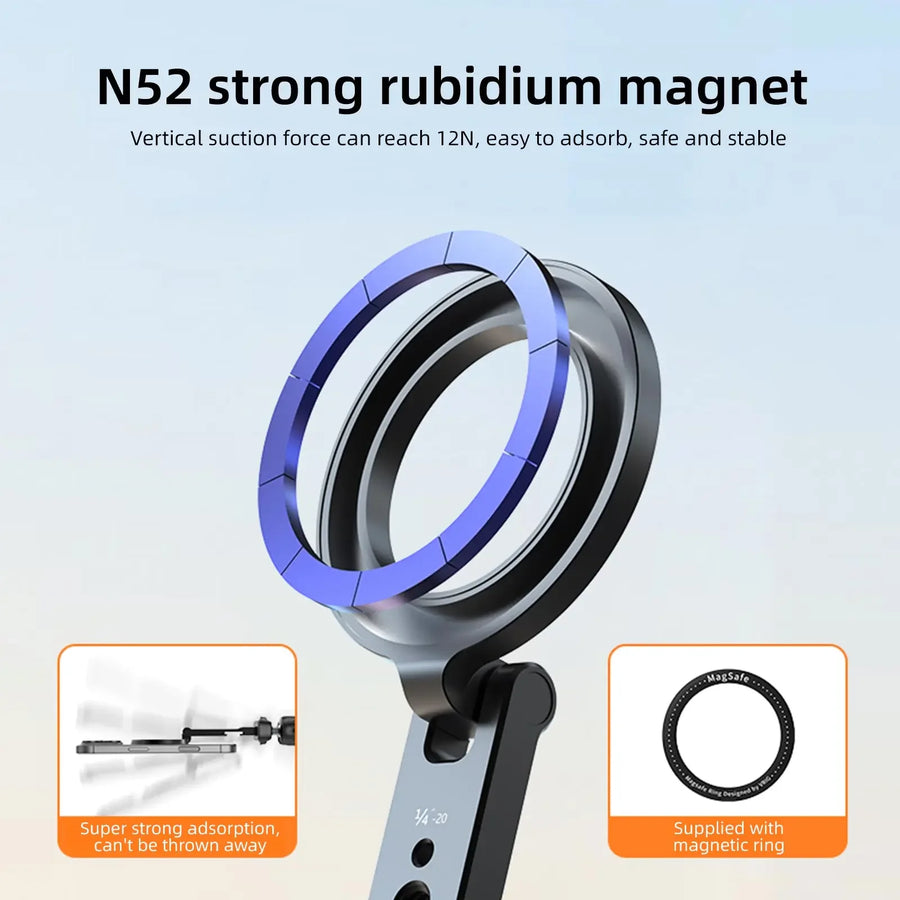 Magnetic Phone Tripod Mount – MagSafe Cold Shoe Mount with 1/4 Screw for iPhone & Android