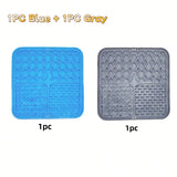 Two silicone mats, one blue and one gray, on a white background with text indicating quantity.