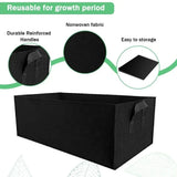 Square grow bags on patio