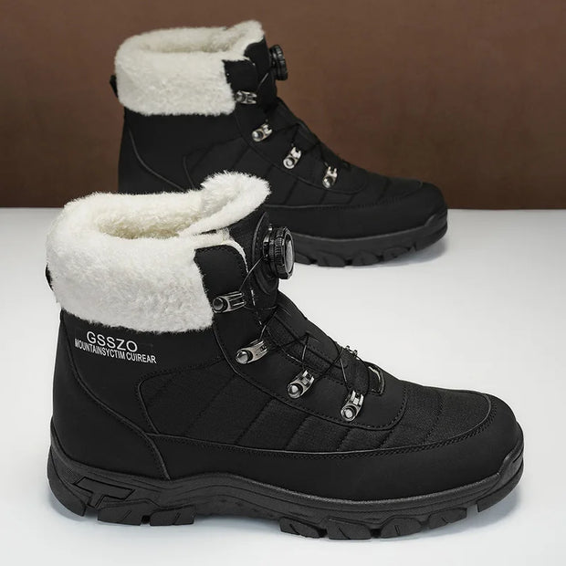 Winter Men Boots Outdoor Men Snow Boots High Top Cotton Boots with Fur Waterproof Non-slip Ankle Boots Lightweight Work Boots