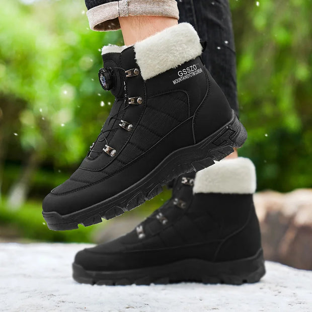 Winter Men Boots Outdoor Men Snow Boots High Top Cotton Boots with Fur Waterproof Non-slip Ankle Boots Lightweight Work Boots