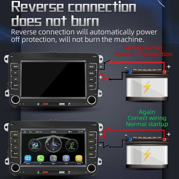 7 Inch Car Stereo MP5 Player Touchcreen BT AM/FM Radio Receiver with Android Auto Carplay Support Hands-Free Calling USB Charge