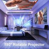 HY320 portable projector projecting movie in living room