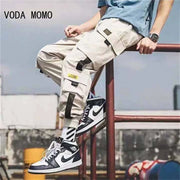 Joggers Cargo Pants for Men Casual Hip Hop Hit Color Pocket Male Trousers Sweatpants Streetwear Ribbons Techwear Pants