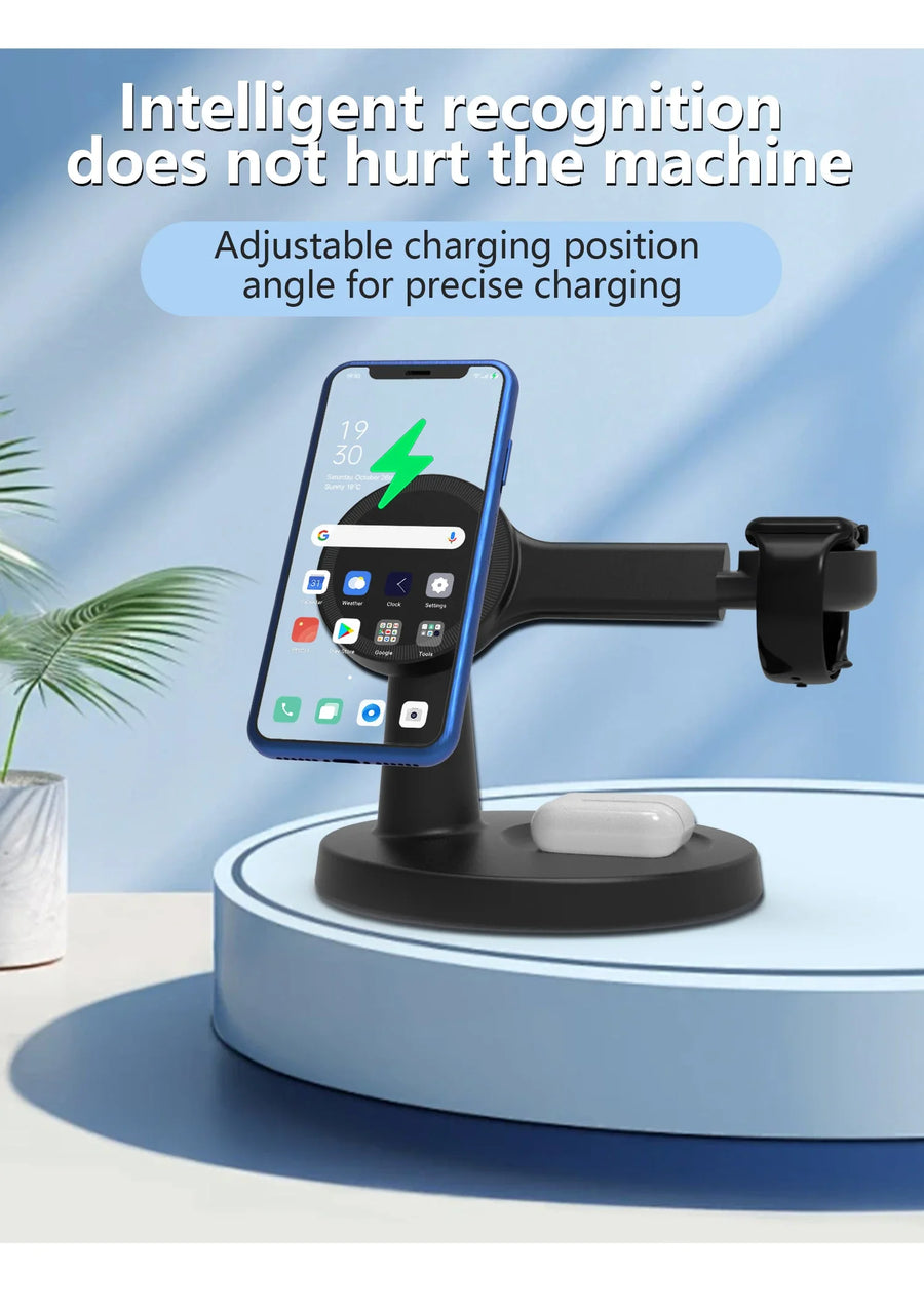 3-in-1 Wireless Charging Station – Fast Charge Phone, Watch & Earbuds