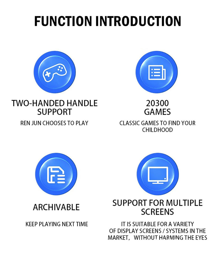Function introduction chart with icons and text on a white background