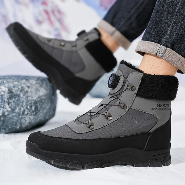Winter Men Boots Outdoor Men Snow Boots High Top Cotton Boots with Fur Waterproof Non-slip Ankle Boots Lightweight Work Boots