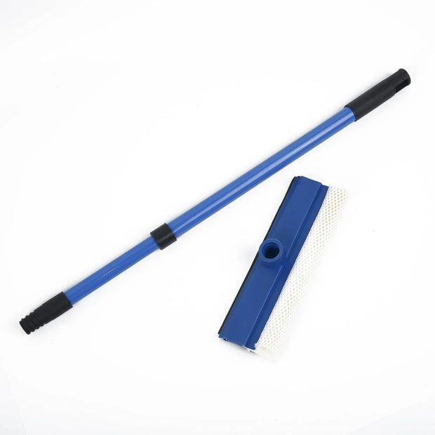 2-in-1 Telescopic Window Glass Cleaner Wiper Long Handle Sponge Brush Window Mop Squeegee Wiper Cleaning Squeegee Tool