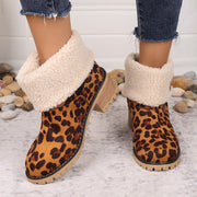 Winter Snow Boots for Women Warm Comfortable Women's Boots Mid-length Thick-heeled High-heeled Women's Cotton Shoes Botas Mujer