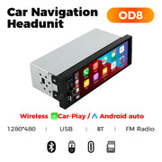 NaviFly 6.86" Touch Screen 1 Din Car Stereo Multimedia Player Wireless CarPlay Android Auto Universal 1DIN MP5 Player FM Radio