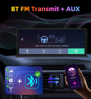 Vtopek Carplay screen displaying Bluetooth and FM transmit options for seamless connectivity in vehicles.