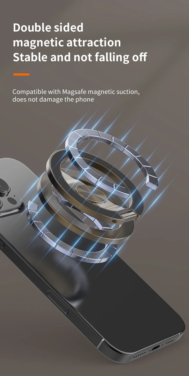 Double-Sided MagSafe Phone Holder – Foldable 360° Rotating Stand for iPhone 14/15/16