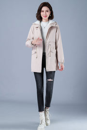 Winter Jacket Cotton Warm Puffer Coat Women Casual Parkas With Lining Plush hooded trench Outwear Women's Clothes