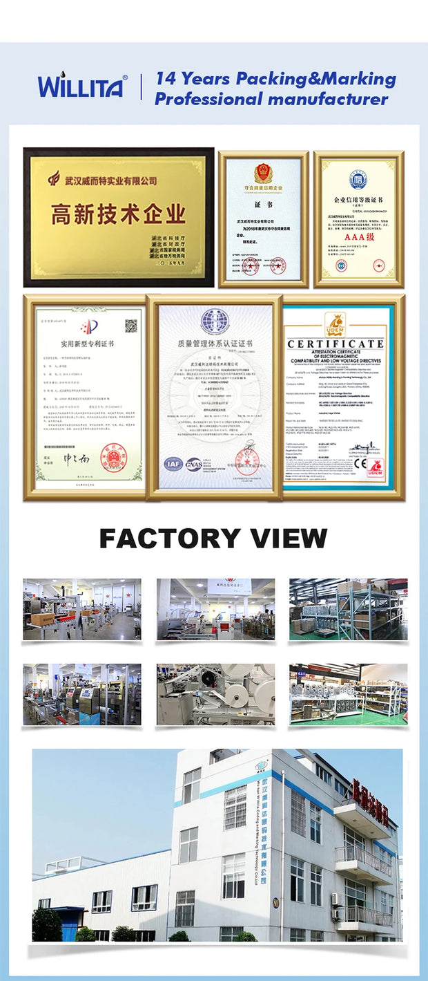 WILLITA 25.4mm Portable Handheld Inkjet Tij Printer Gun For Logo Expiry Date QR Barcode Batch Numbers Label Machine S10