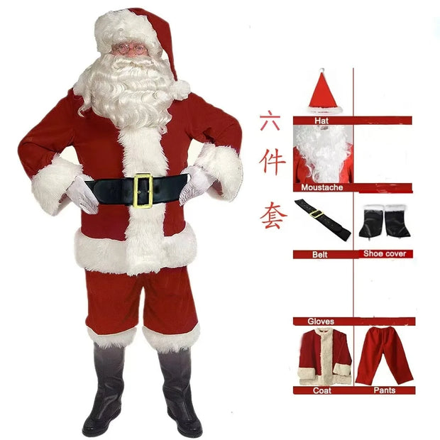 Santa Claus Costume Set Christmas Costumes Adult Role-Playing Costume Christmas Carnival Cosplay Performance Clothes