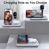 30W Foldable 3-in-1 Wireless Charging Station, Fast Charger for iPhone and Apple Watch