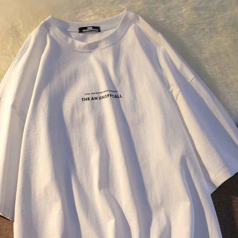 Man's T-shirt Fashion Letter Print T Shirt Man - white oversized tee with letter print design for summer style
