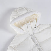 White Winter Jacket for Women Fashion Long Sleeve Hooded Bread Cotton Clothes Female Leisure Thick Warm Padded Coat Women