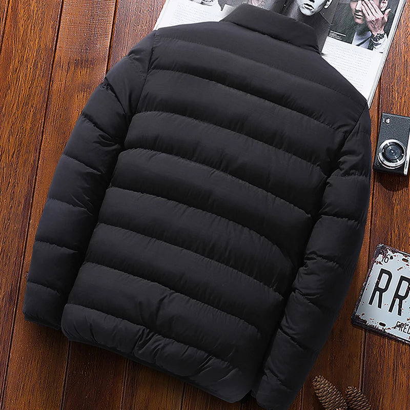 Men's winter jacket with stand collar, casual windbreaker coat