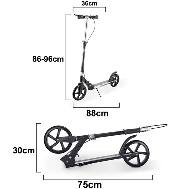 Portable Scooter Adult Scooter Foldable All-Iron Handbrake Scooter