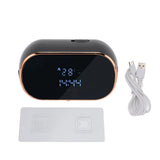 Black automatic foaming soap dispenser with white base, digital display and USB cable — touchless wall-mounted