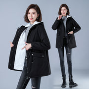 Winter Jacket Cotton Warm Puffer Coat Women Casual Parkas With Lining Plush hooded trench Outwear Women's Clothes