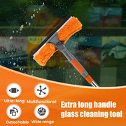 100-420CM Extended Window Cleaning Kit 2 in 1 Double Sided Glass Squeegee Cleaner Duster Mop 180° Swivel Window Cleaning Tools