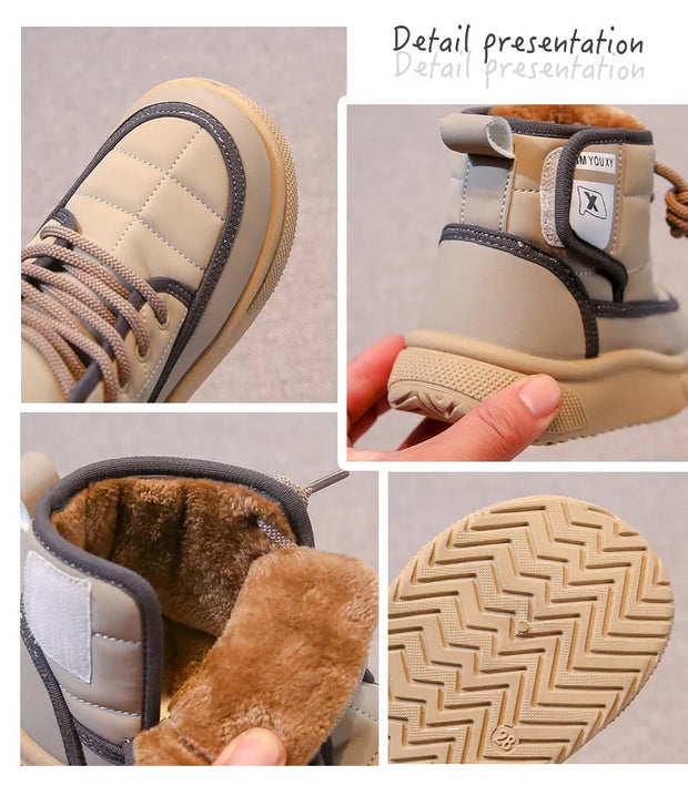 Winter Children Snow Boots 2025 New Kids Ankle Boots Toddler Girls Fashion Non-slip Plush Fur Warm Boys Cold-proof Short Boots