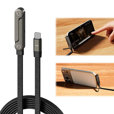 240W Fast Charging Cable with Foldable Phone Holder – for Phone & Tablet