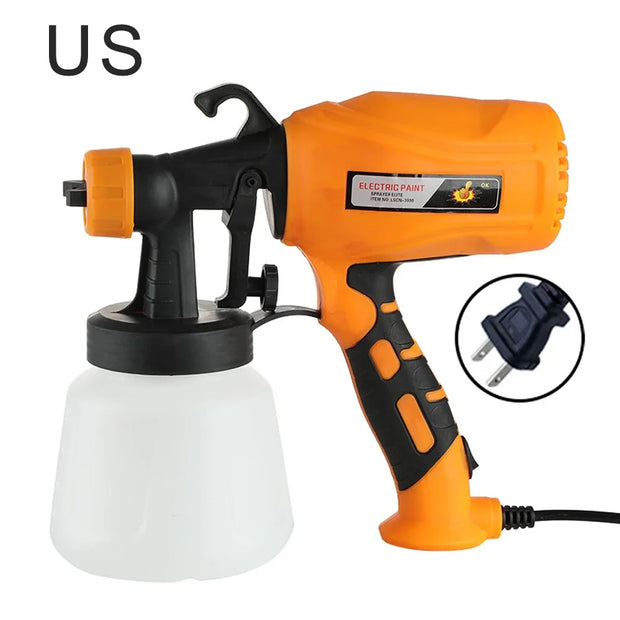 500W Portable Electric Spray Gun 900ml 300mm Household Paint Sprayer Flow Control Adjustable Nozzle for Furniture/Walls/Fences