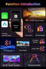 10.26'' Universal Portable Carplay Car Screen Wireless Carplay Screen Wireless Car Stereo Carplay Android Auto Car Touchscreen