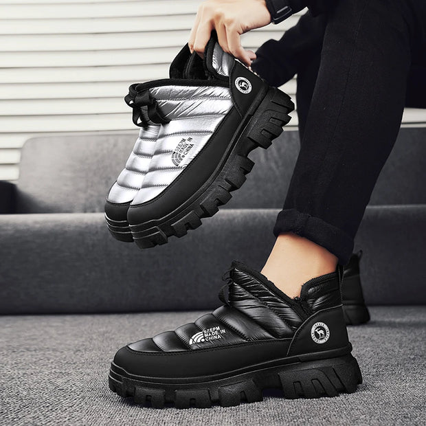 Winter Snow Boots, Men's Insulated Warm Cotton Boots, Anti-slip and Wear-resistant Hiking Shoes, Casual Outdoor Boots