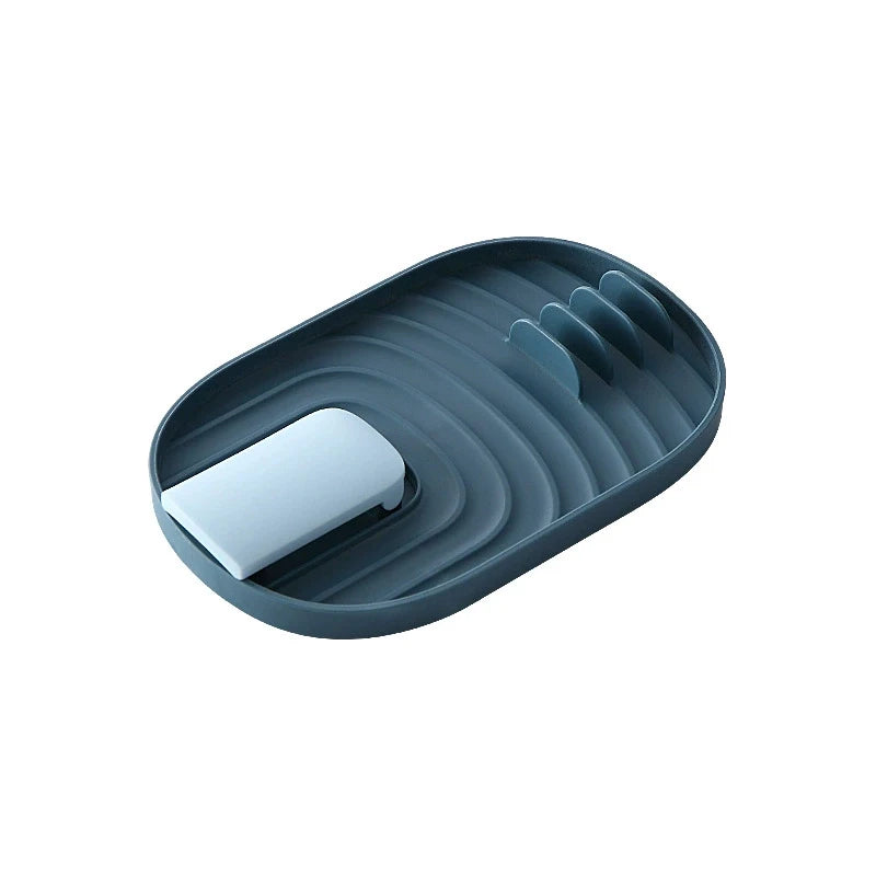 Spoon rest and pot lid holder in use