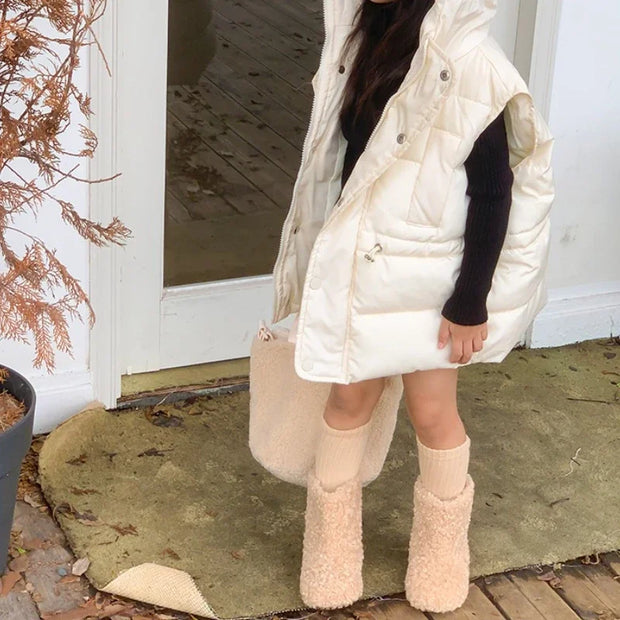 Winter Kids Thermal Boots Warm Girls Furry Hairy Ankle Boots Simple Fashion Children's Outdoor Snow Boots Non-slip Versatile